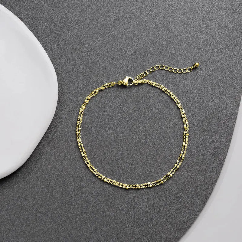 Rycora™ Gold Layered Anklet – Waterproof Beach Jewelry