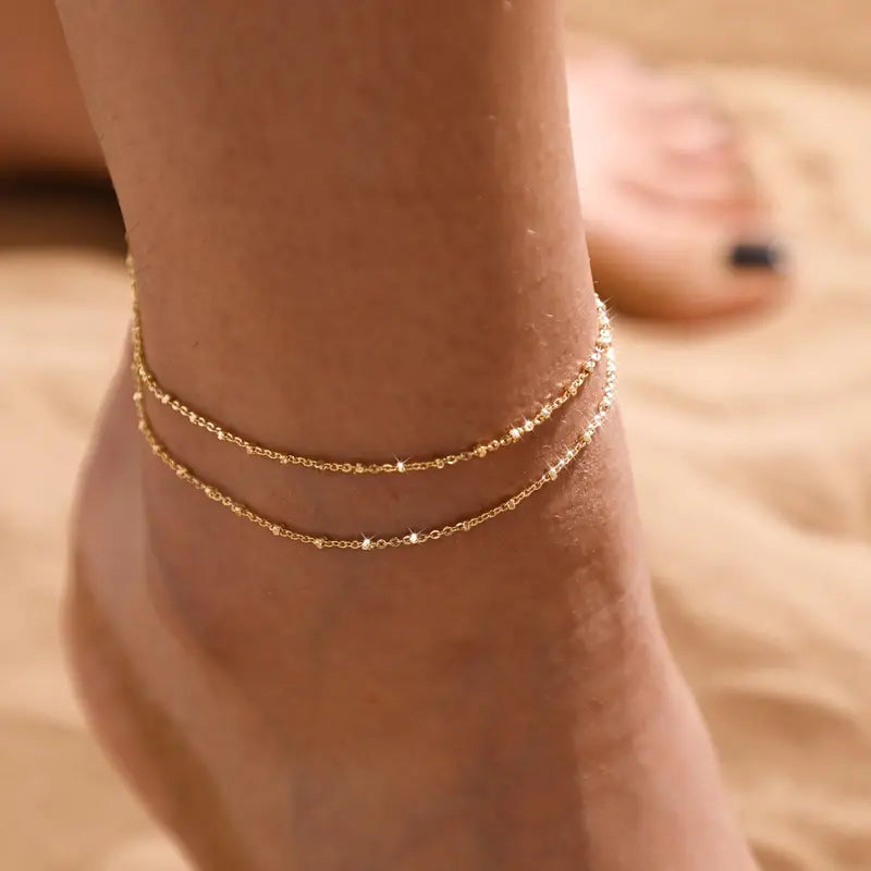 Rycora™ Gold Layered Anklet – Waterproof Beach Jewelry