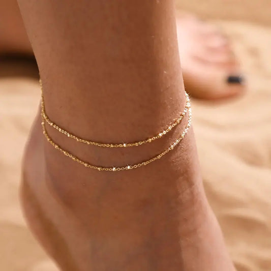 Rycora™ Gold Layered Anklet – Waterproof Beach Jewelry