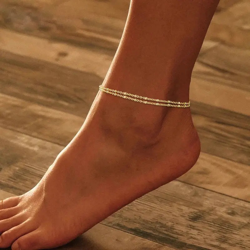 Rycora™ Gold Layered Anklet – Waterproof Beach Jewelry